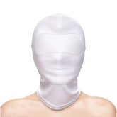 White closed hood with fetish and fashion design, perfect for a daring and stylish look